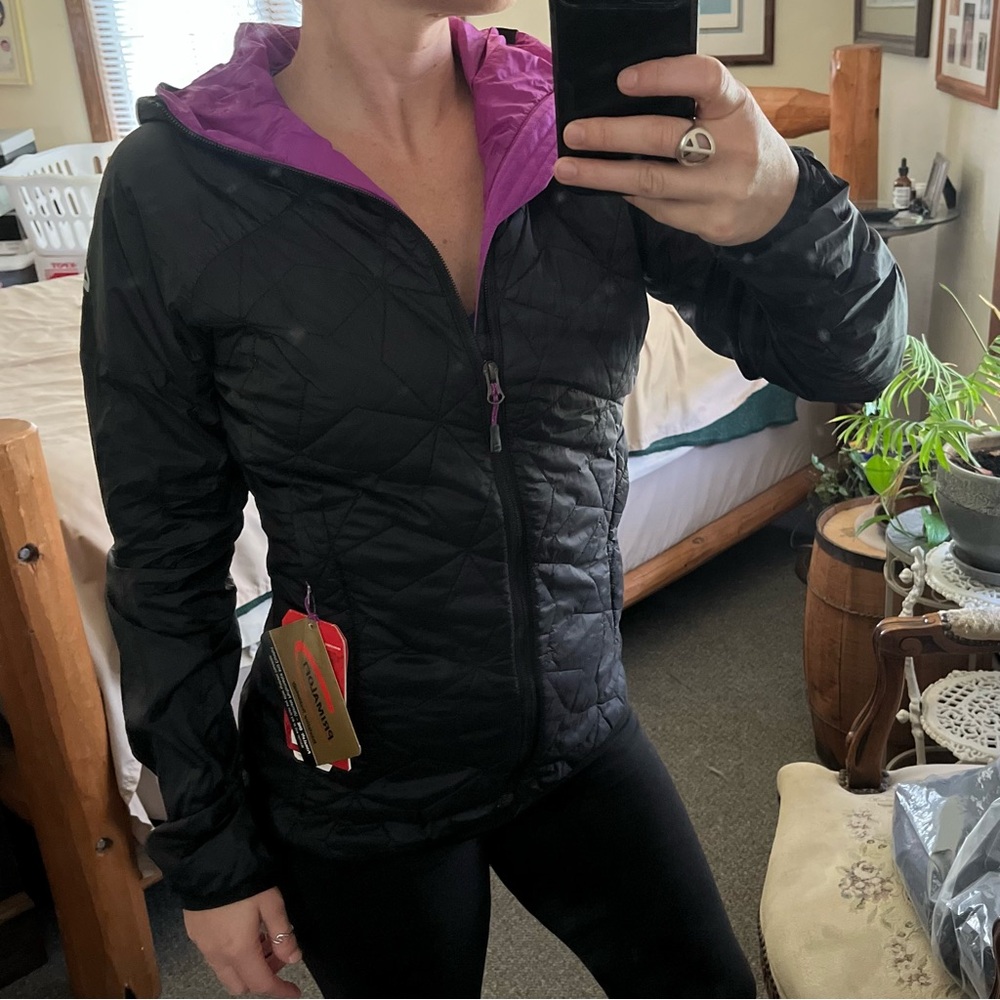 The North Face Black and Purple Puffer Jacket
